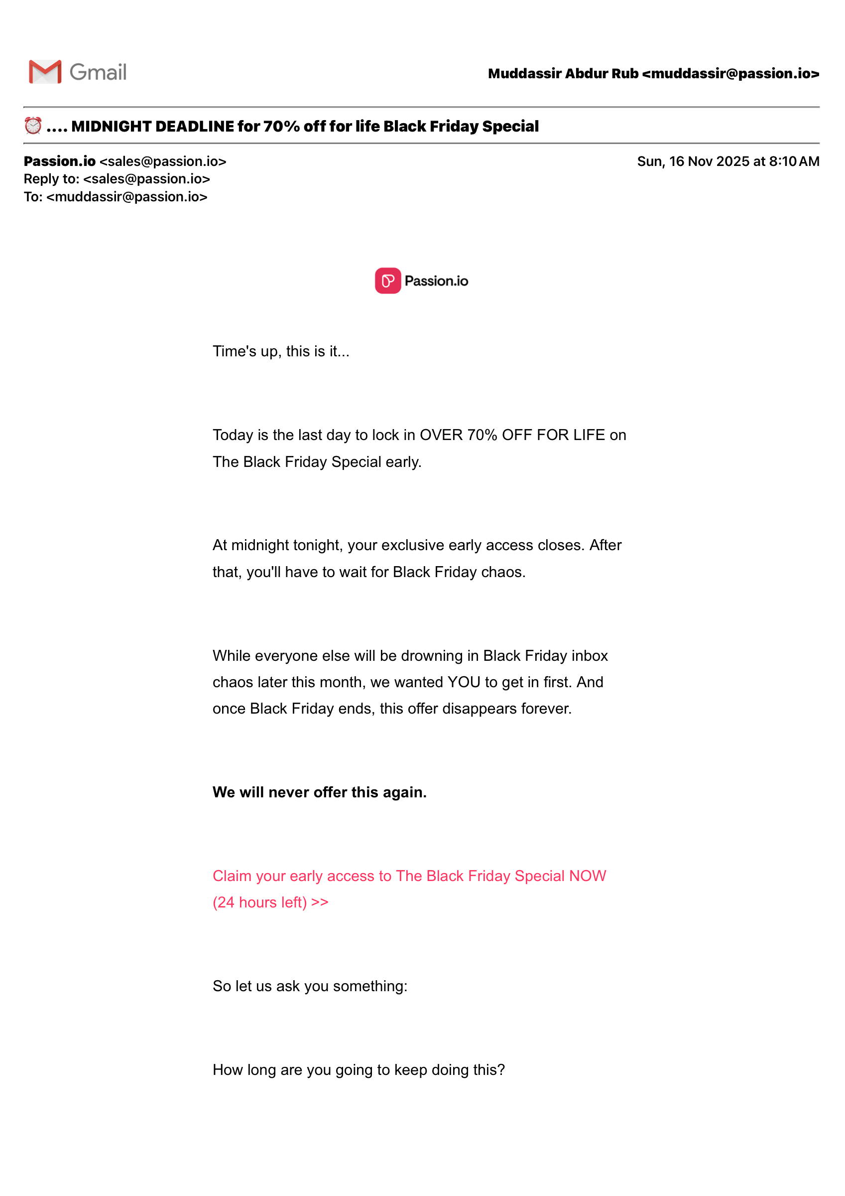 Black Friday 2024 final-day midnight close email