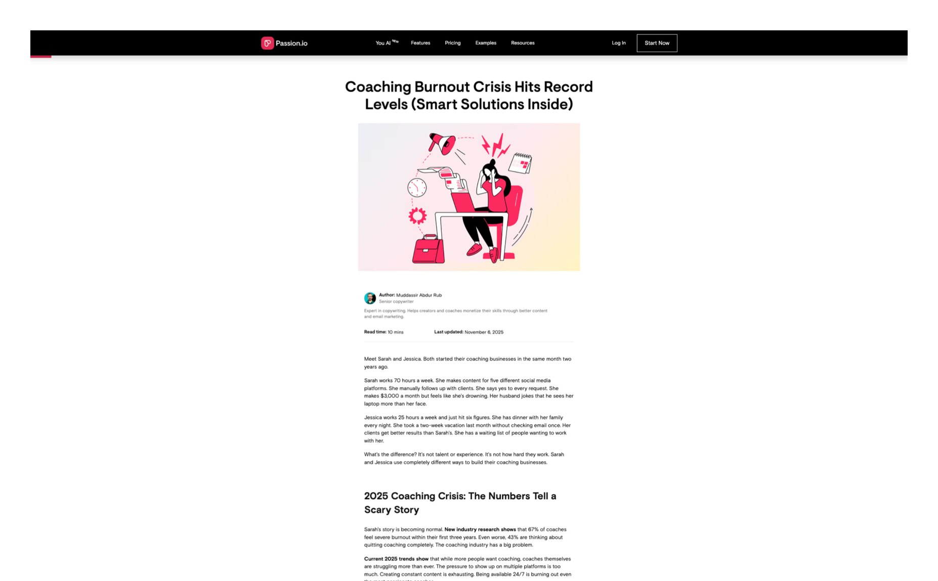 Coaching Burnout Crisis Hits Record Levels article on the Passion.io blog